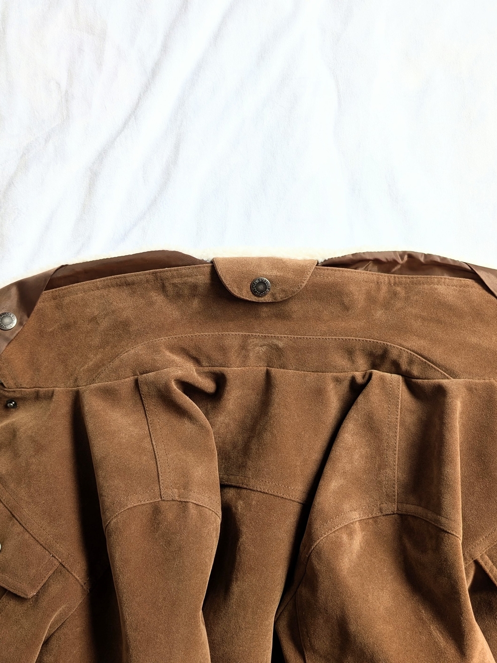 Levi’s Faux Suede Sherpa Jacket Mens M Cognac Fully Lined Trucker Coat NWOT - Picture 6 of 7